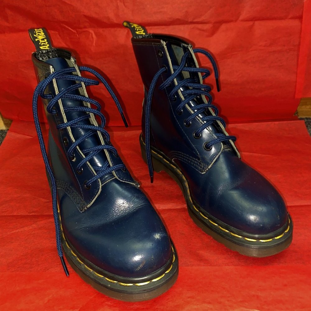 Sz.8*Dr. MARTENS*BLUE AIRWAIR 8-HOLE BOOTS Made in England